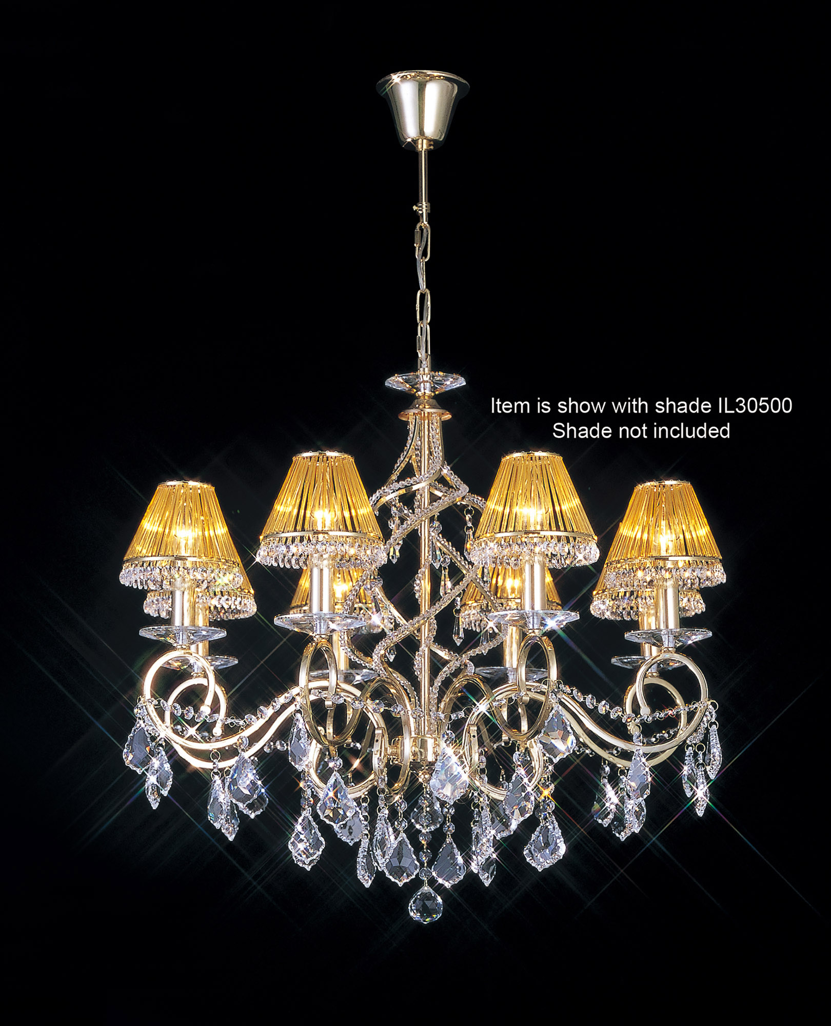 IL30328  Torino Crystal Chandelier 8 Light French Gold